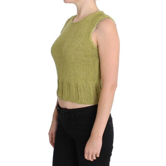 PINK MEMORIES Knit Sleeveless Crop Top Women Green Sweaters - Picture 2 of 6